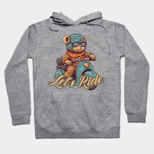 A cute teddy bear riding scooter bike Hoodie